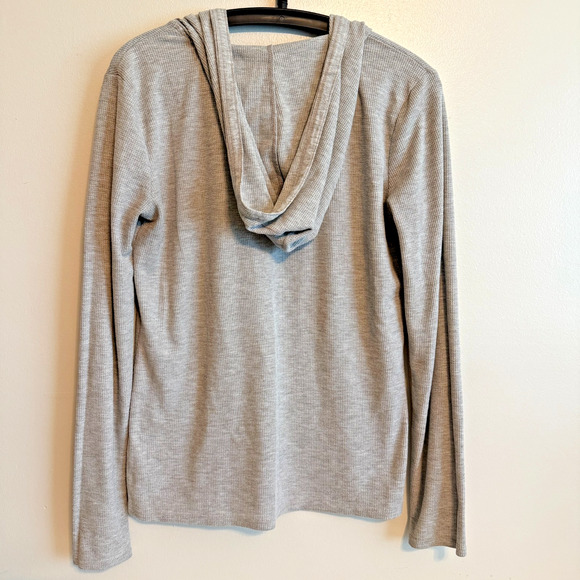 Faded Glory Womens Gray Long Sleeve Hooded Waffle Knit Henley Size Medium - Picture 2 of 9